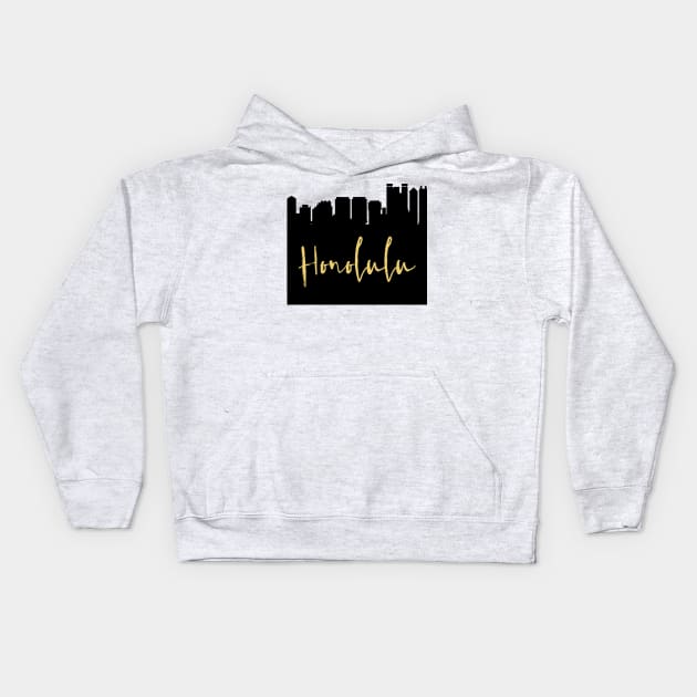 HONOLULU HAWAII DESIGNER SILHOUETTE SKYLINE ART Kids Hoodie by deificusArt